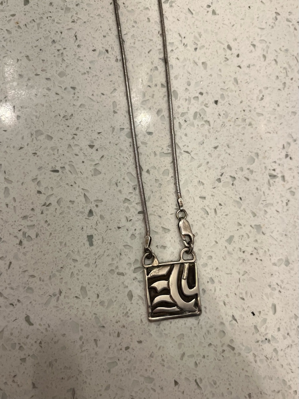 Silver Abstract Square Pendant Necklace - Women's Jewelry